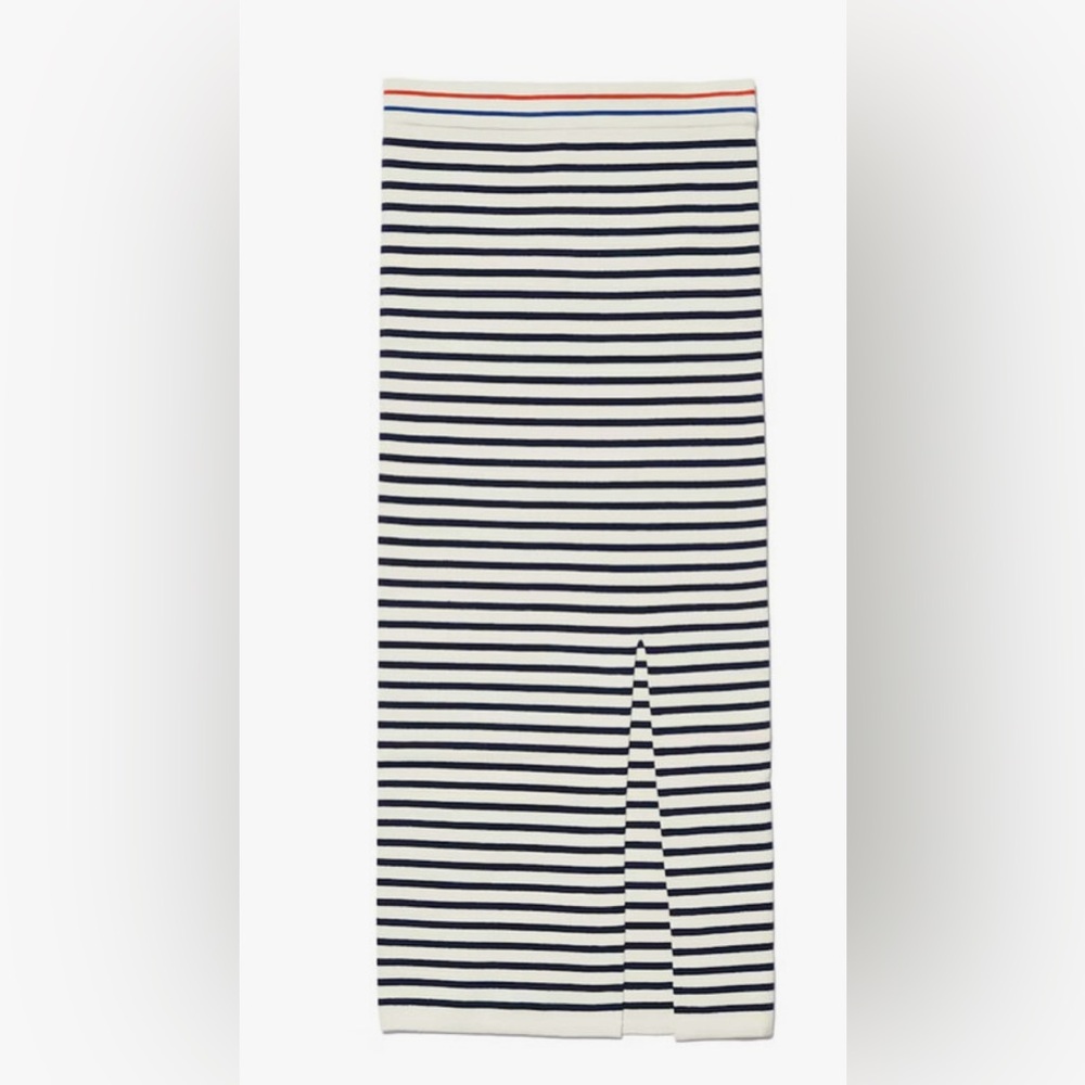 KULE Navy and White Striped Pencil Skirt